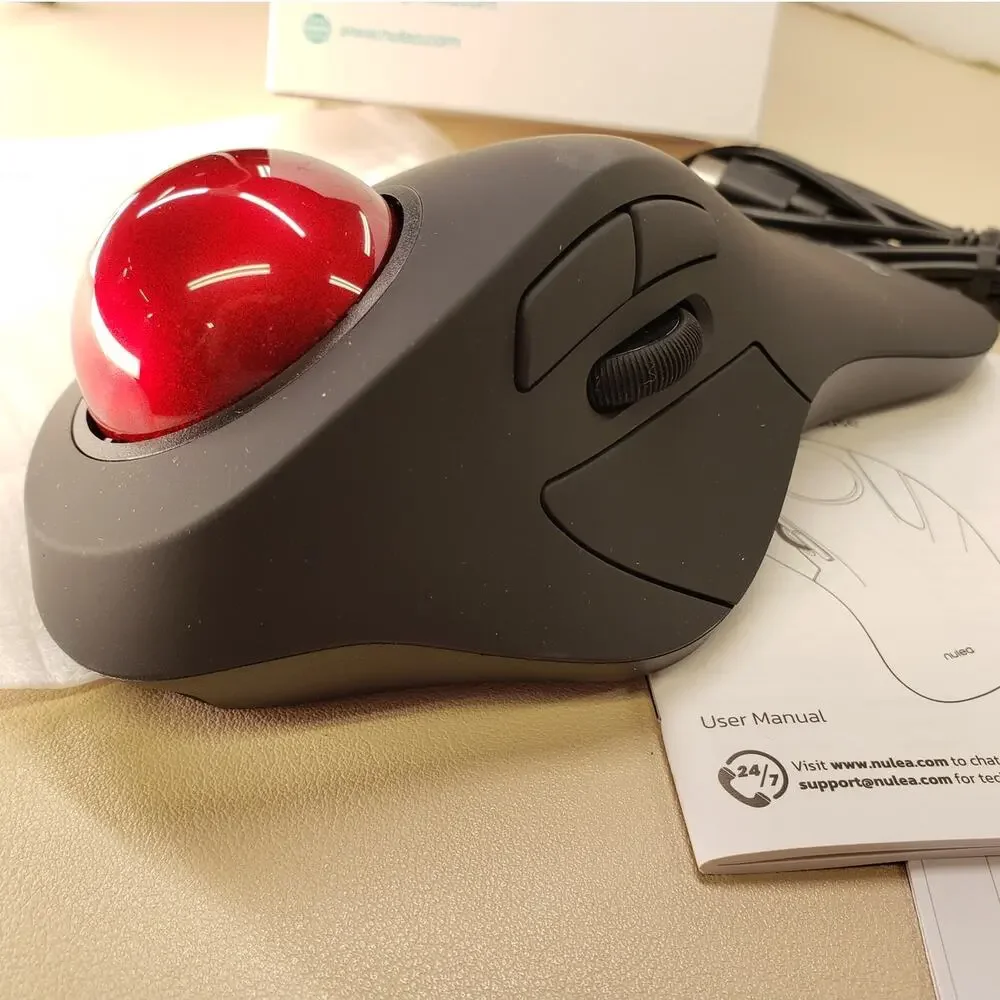 Nulea M505 Wireless Ergonomic Trackball Mouse, Rechargeable, Bluetooth or USB